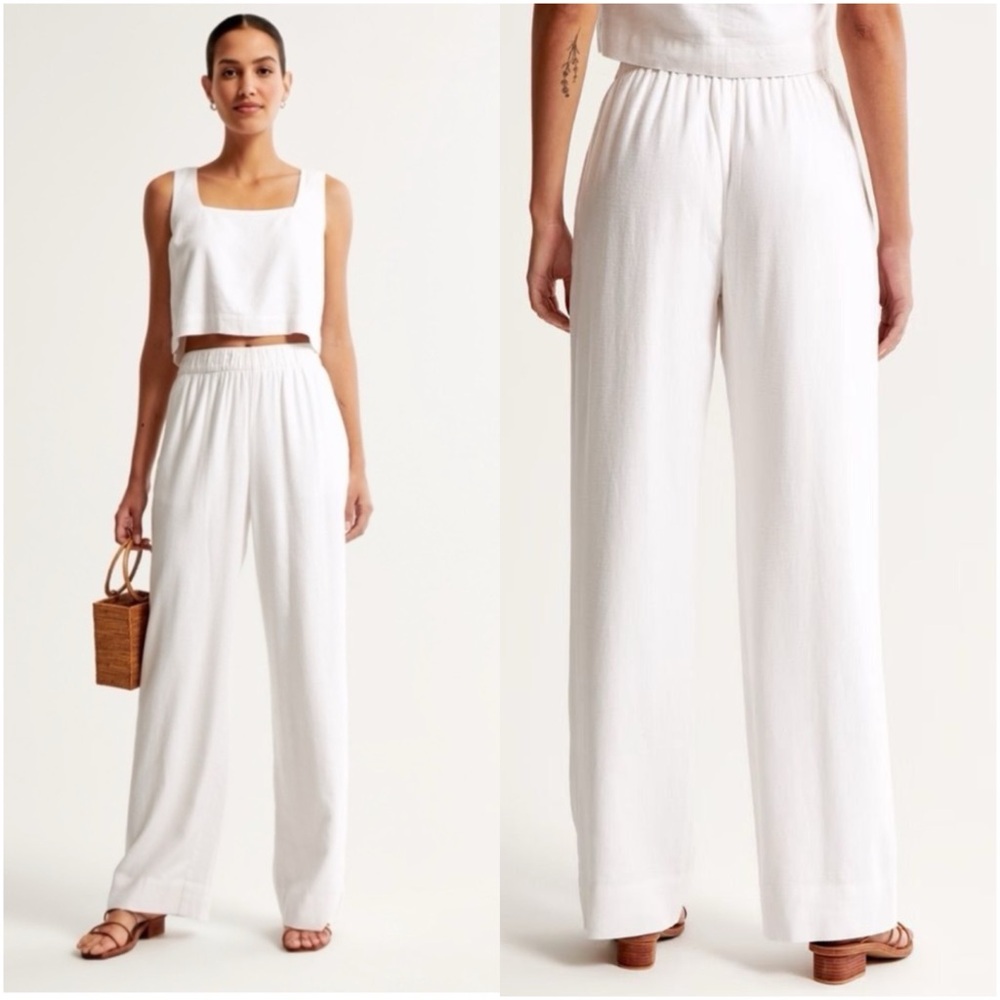 Abercrombie & Fitch White Wide Leg Jumpsuit